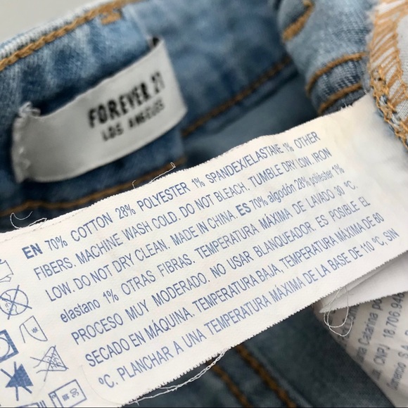 Forever 21 Light Wash Distressed Blue Jean Denim Shorts Size 27 High Waist - Picture 6 of 11